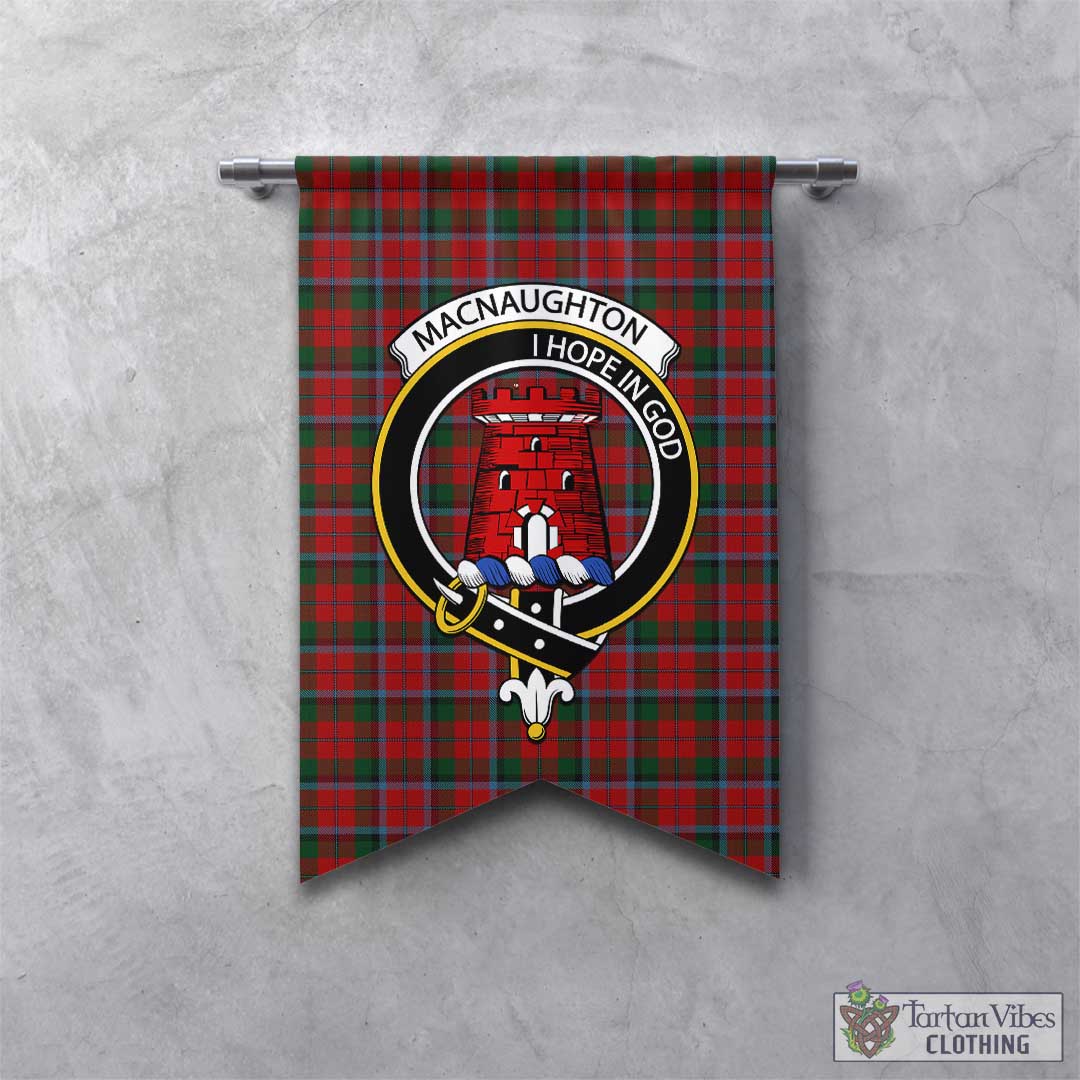 Tartan Vibes Clothing MacNaughton Tartan Gonfalon, Tartan Banner with Family Crest