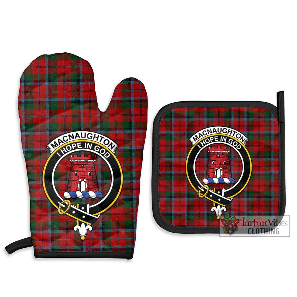 MacNaughton (McNaughton) Tartan Combo Oven Mitt & Pot-Holder with Family Crest Combo 1 Oven Mitt & 2 Pot-Holder Black - Tartan Vibes Clothing