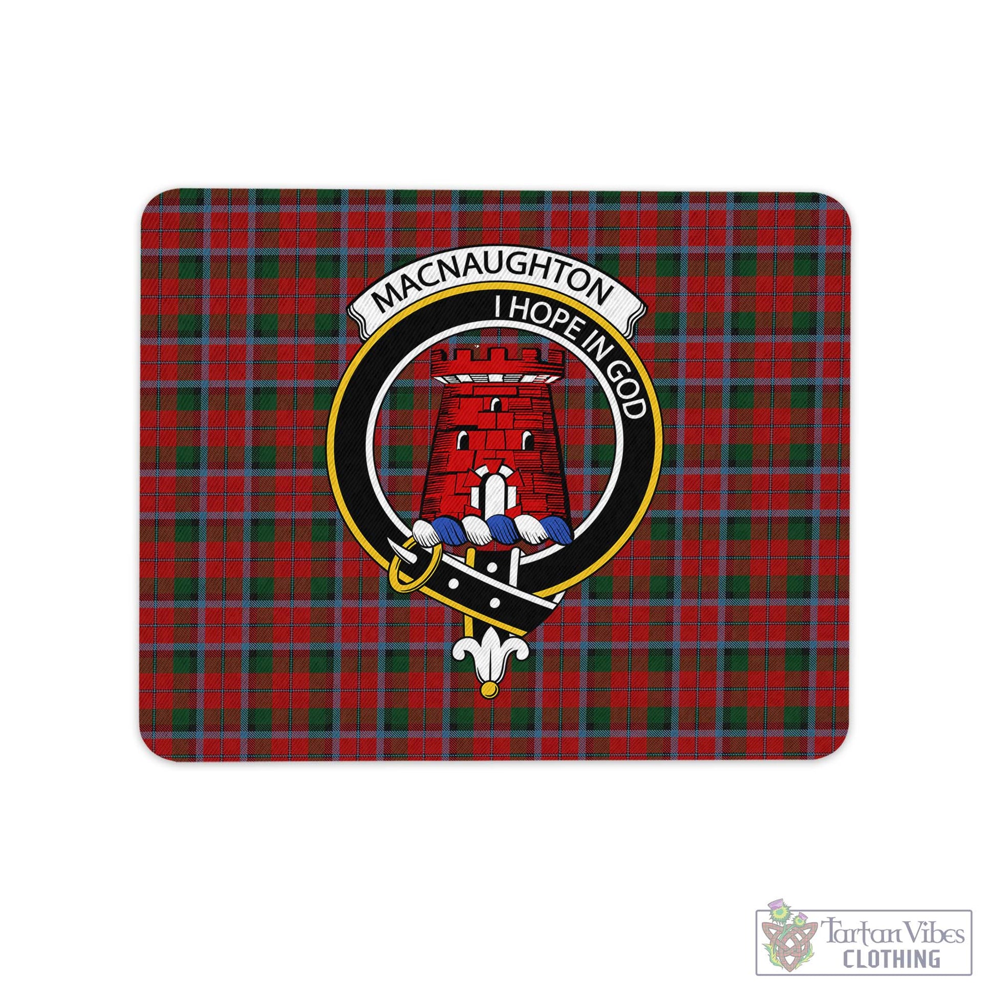 Tartan Vibes Clothing MacNaughton Tartan Mouse Pad with Family Crest