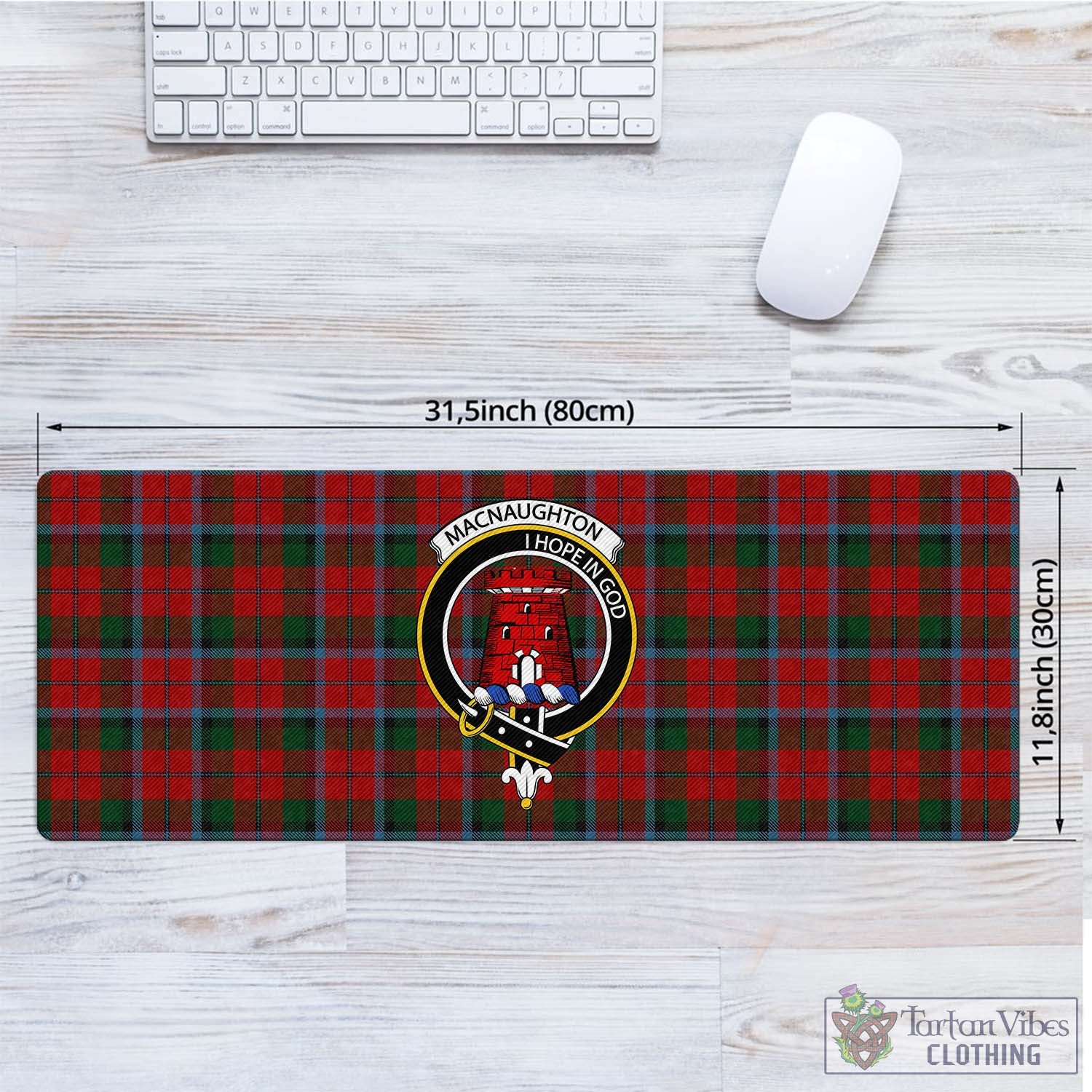 Tartan Vibes Clothing MacNaughton Tartan Mouse Pad with Family Crest