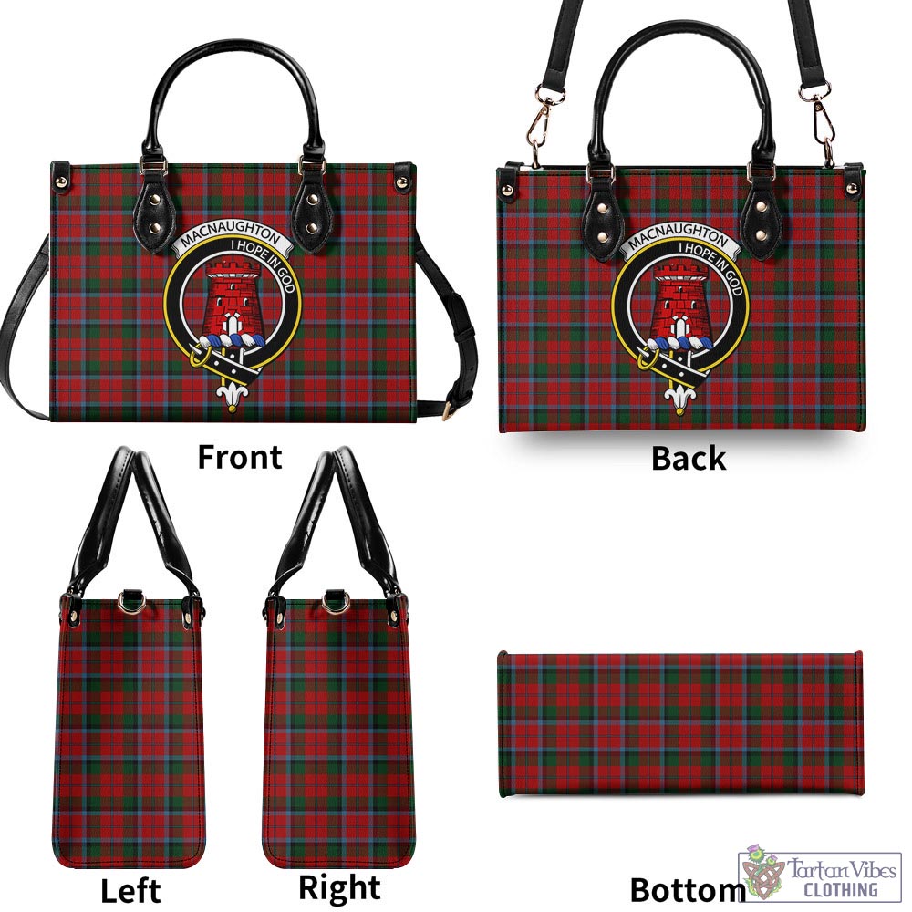 Tartan Vibes Clothing MacNaughton Tartan Luxury Leather Handbags with Family Crest
