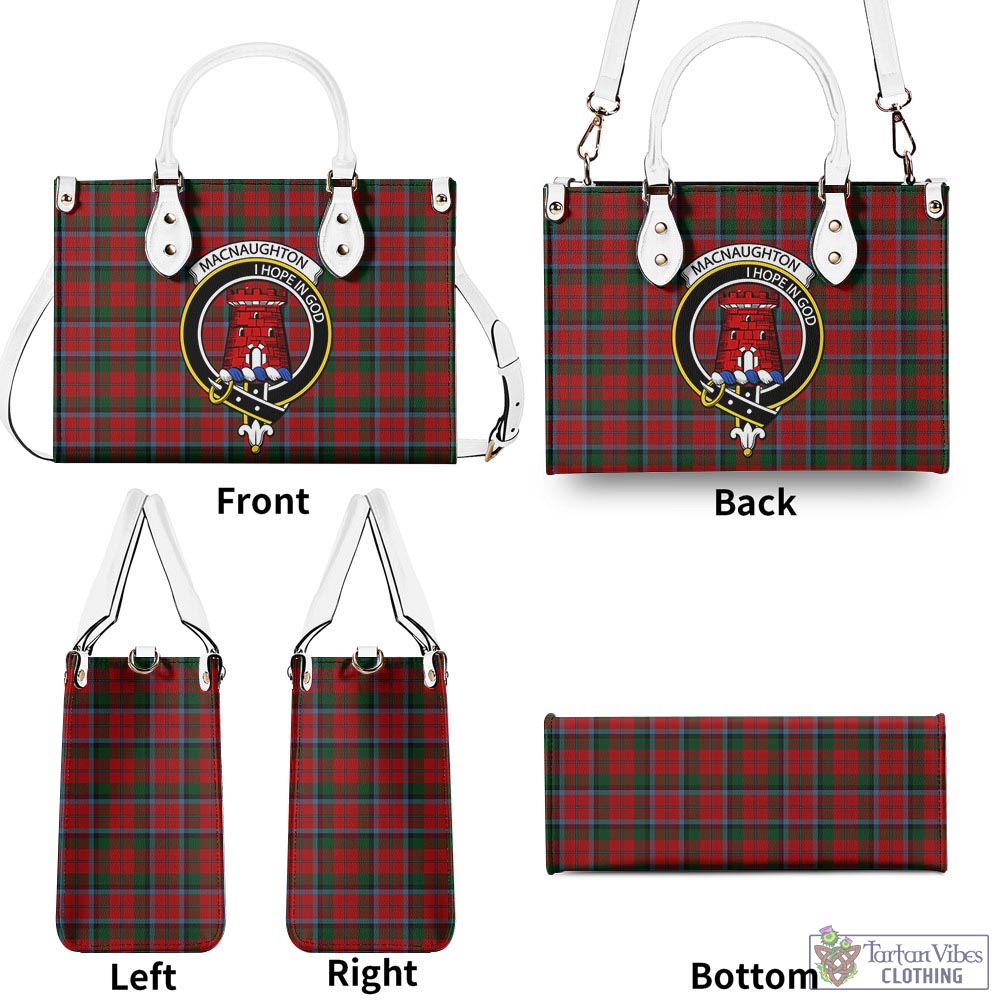 Tartan Vibes Clothing MacNaughton Tartan Luxury Leather Handbags with Family Crest