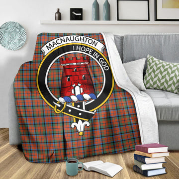 MacNaughton Ancient Tartan Blanket with Family Crest