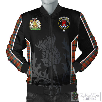 MacNaughton Ancient Tartan Bomber Jacket with Family Crest and Scottish Thistle Vibes Sport Style