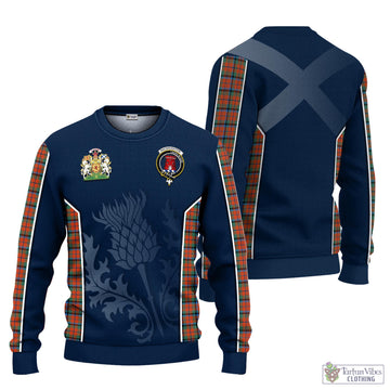 MacNaughton Ancient Tartan Knitted Sweatshirt with Family Crest and Scottish Thistle Vibes Sport Style