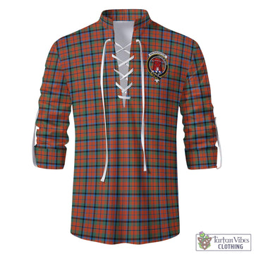 MacNaughton Ancient Tartan Men's Scottish Traditional Jacobite Ghillie Kilt Shirt with Family Crest