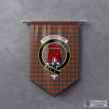 MacNaughton Ancient Tartan Gonfalon, Tartan Banner with Family Crest