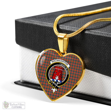 MacNaughton Ancient Tartan Heart Necklace with Family Crest