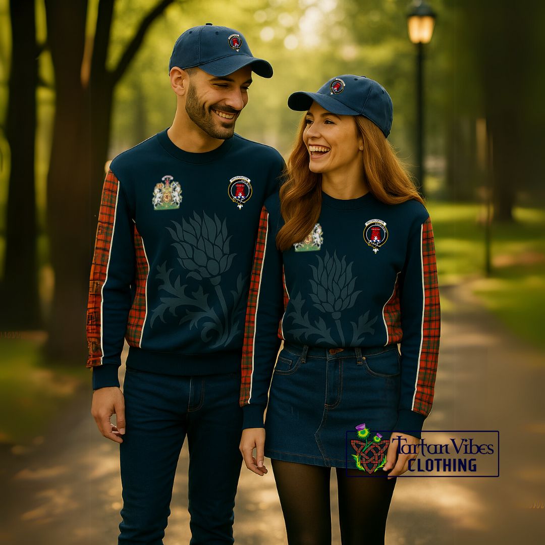 MacNaughton Ancient Tartan Sweatshirt with Family Crest and Scottish Thistle Vibes Sport Style