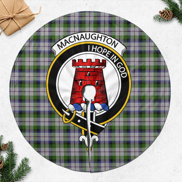 MacNaughton Dress Tartan Christmas Tree Skirt with Family Crest