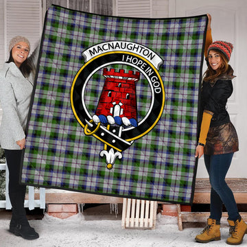 MacNaughton Dress Tartan Quilt with Family Crest