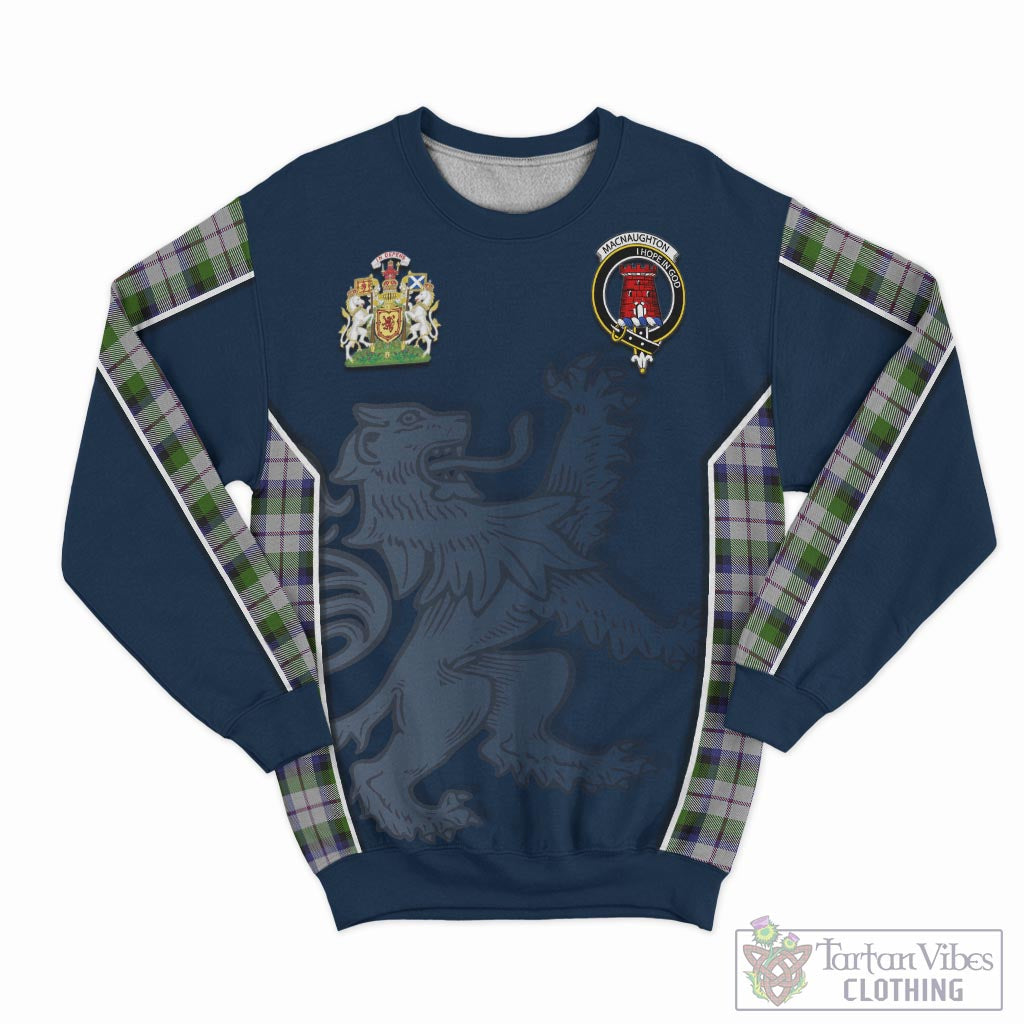 Tartan Vibes Clothing MacNaughton Dress Tartan Sweater with Family Crest and Lion Rampant Vibes Sport Style