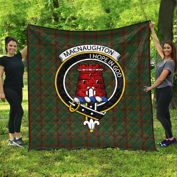 Macnaughton Hunting Tartan Quilt with Family Crest