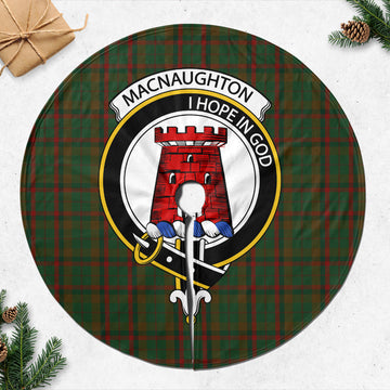 Macnaughton Hunting Tartan Christmas Tree Skirt with Family Crest