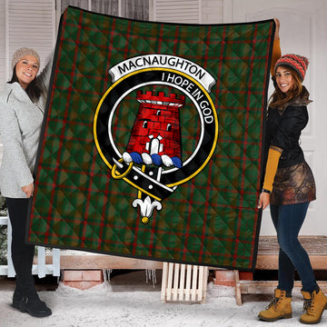 Macnaughton Hunting Tartan Quilt with Family Crest