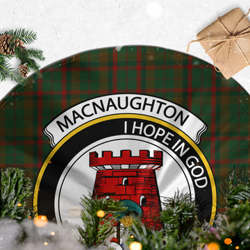 Macnaughton Hunting Tartan Christmas Tree Skirt with Family Crest