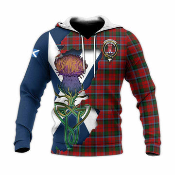 Tartan Vibes Clothing MacNaughton (McNaughton) Tartan Family Crest Knitted Hoodie Scottish Thistle Celtic Inspired