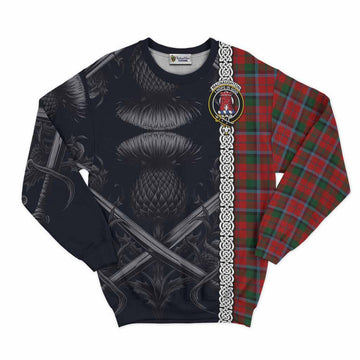 Tartan Vibes Clothing MacNaughton (McNaughton) Tartan Sweatshirt with Family Crest Cross Sword Thistle Celtic Vibes