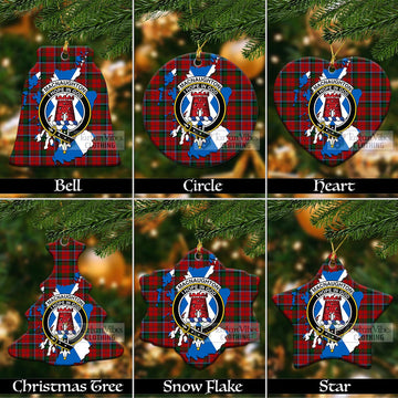 MacNaughton (McNaughton) Tartan Christmas Ceramic Ornaments with Family Crest and Scotland Map
