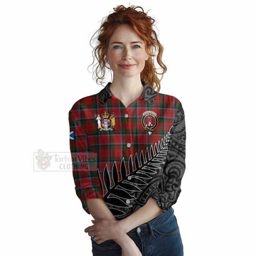 Tartan Vibes Clothing MacNaughton (McNaughton) Crest Tartan Women's Casual Shirt with New Zealand Silver Fern Half Style