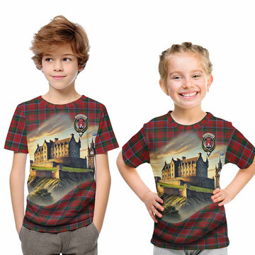 MacNaughton (McNaughton) Tartan Family Crest Kid T-Shirt with Scottish Ancient Castle Style
