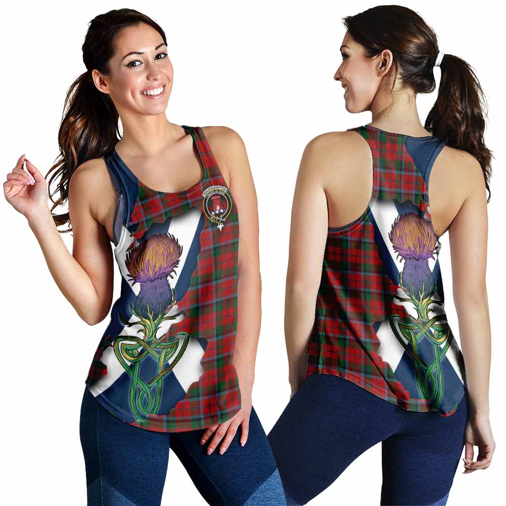 Tartan Vibes Clothing MacNaughton (McNaughton) Tartan Family Crest Women's Racerback Tanks Scottish Thistle Celtic Inspired