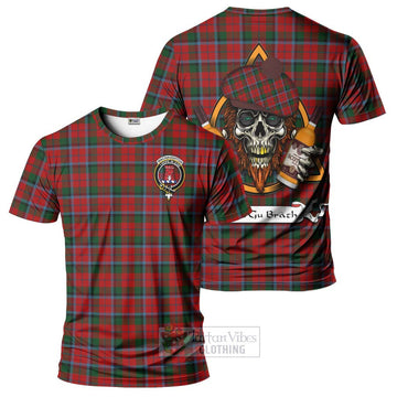 Tartan Vibes Clothing MacNaughton (McNaughton) Tartan T-Shirt with Family Crest and Bearded Skull Holding Bottles of Whiskey