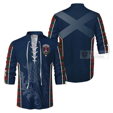 Tartan Vibes Clothing MacNaughton (McNaughton) Tartan Ghillie Kilt Shirt with Family Crest and Scottish Thistle Vibes Sport Style