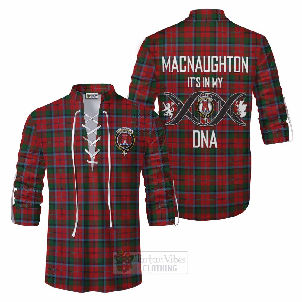 Tartan Vibes Clothing MacNaughton (McNaughton) Tartan Ghillie Kilt Shirt with Family Crest DNA In Me Style