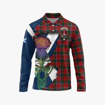 Tartan Vibes Clothing MacNaughton (McNaughton) Tartan Family Crest Long Sleeve Polo Shirt Scottish Thistle Celtic Inspired