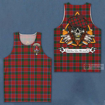 Tartan Vibes Clothing MacNaughton (McNaughton) Tartan Men's Tank Top with Family Crest and Bearded Skull Holding Bottles of Whiskey