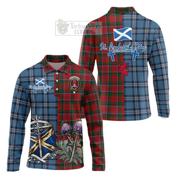 Tartan Vibes Clothing MacNaughton (McNaughton) Tartan Long Sleeve Polo Shirt Happy St. Andrew's Day Half Tartan Style