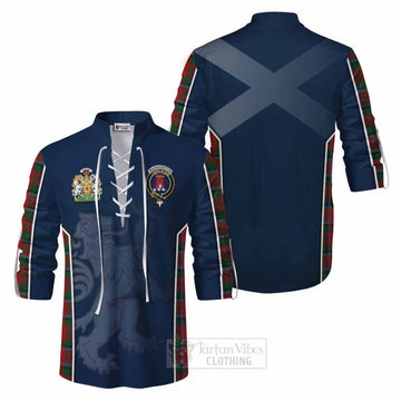Tartan Vibes Clothing MacNaughton (McNaughton) Tartan Ghillie Kilt Shirt with Family Crest and Lion Rampant Vibes Sport Style