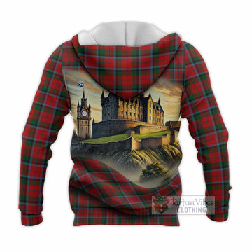 Tartan Vibes Clothing MacNaughton (McNaughton) Tartan Family Crest Knitted Hoodie with Scottish Ancient Castle Style