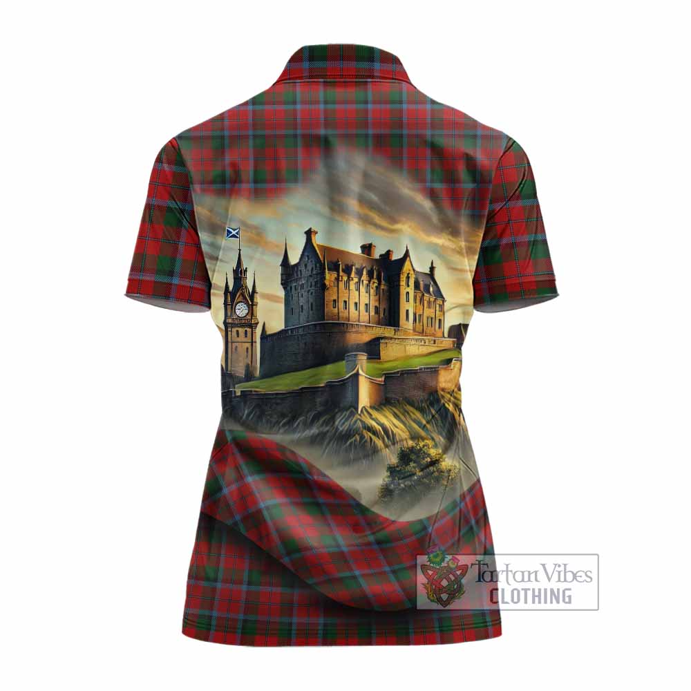 Tartan Vibes Clothing MacNaughton (McNaughton) Tartan Family Crest Women's Polo Shirt with Scottish Ancient Castle Stype