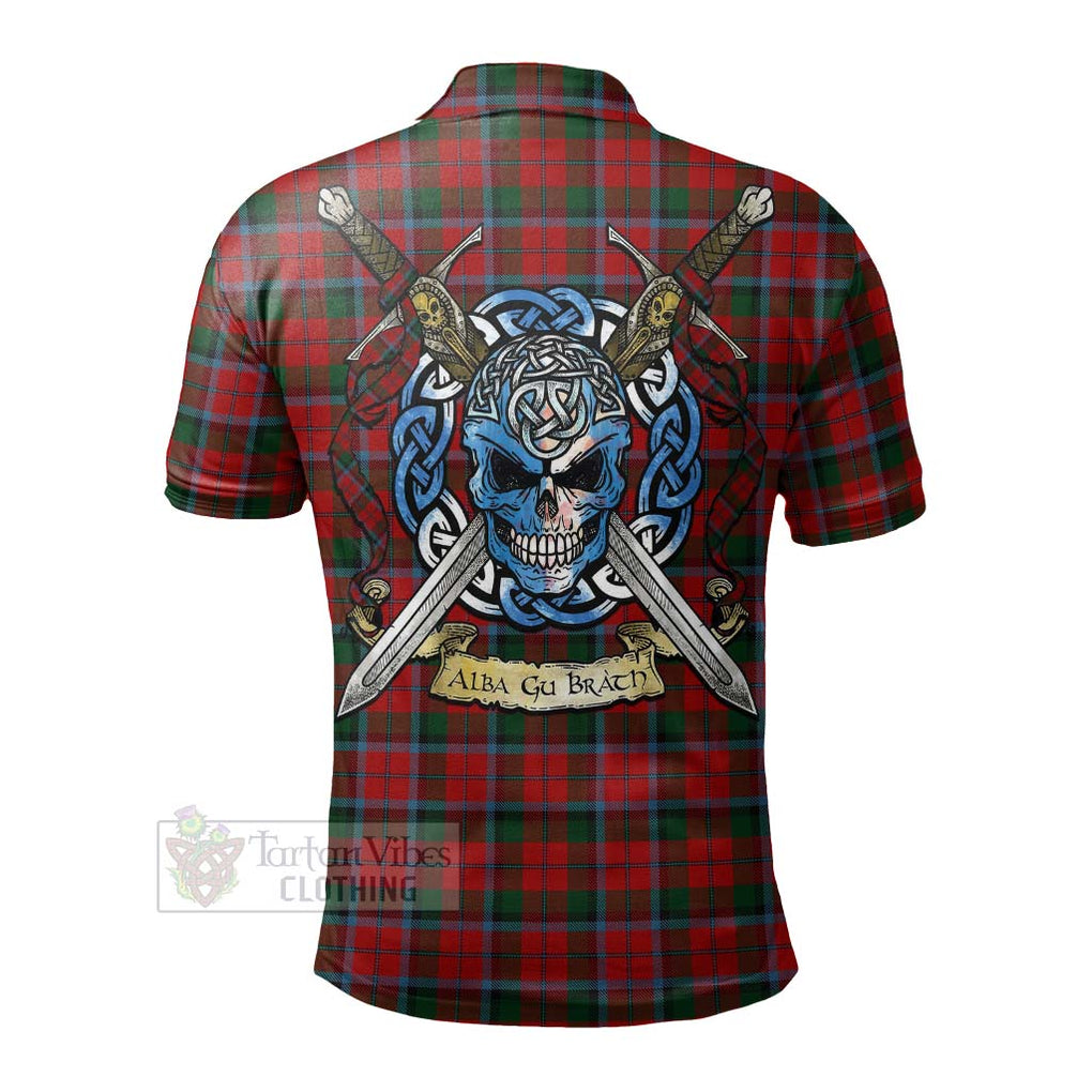 Tartan Vibes Clothing MacNaughton (McNaughton) Tartan Polo Shirt with Family Crest Celtic Skull Style