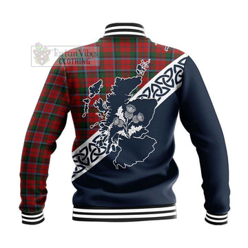 Tartan Vibes Clothing MacNaughton (McNaughton) Tartan Baseball Jacket Featuring Thistle and Scotland Map