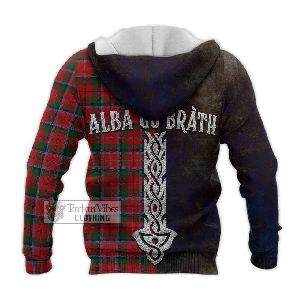 Tartan Vibes Clothing MacNaughton (McNaughton) Tartan Family Crest Knitted Hoodie Alba Gu Brath Be Brave Lion Ancient Style