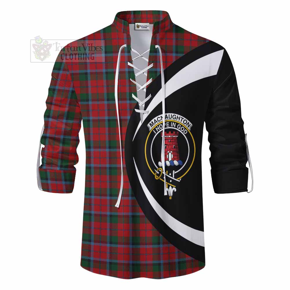 Tartan Vibes Clothing MacNaughton (McNaughton) Tartan Ghillie Kilt Shirt with Family Crest Circle Style