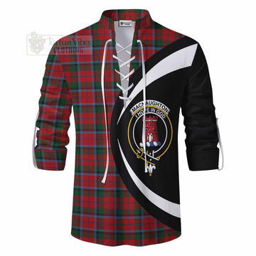 Tartan Vibes Clothing MacNaughton (McNaughton) Tartan Ghillie Kilt Shirt with Family Crest Circle Style