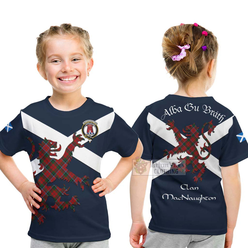 Tartan Vibes Clothing MacNaughton (McNaughton) Tartan Lion Rampant Kid T-Shirt – Proudly Display Your Heritage with Alba Gu Brath and Clan Name