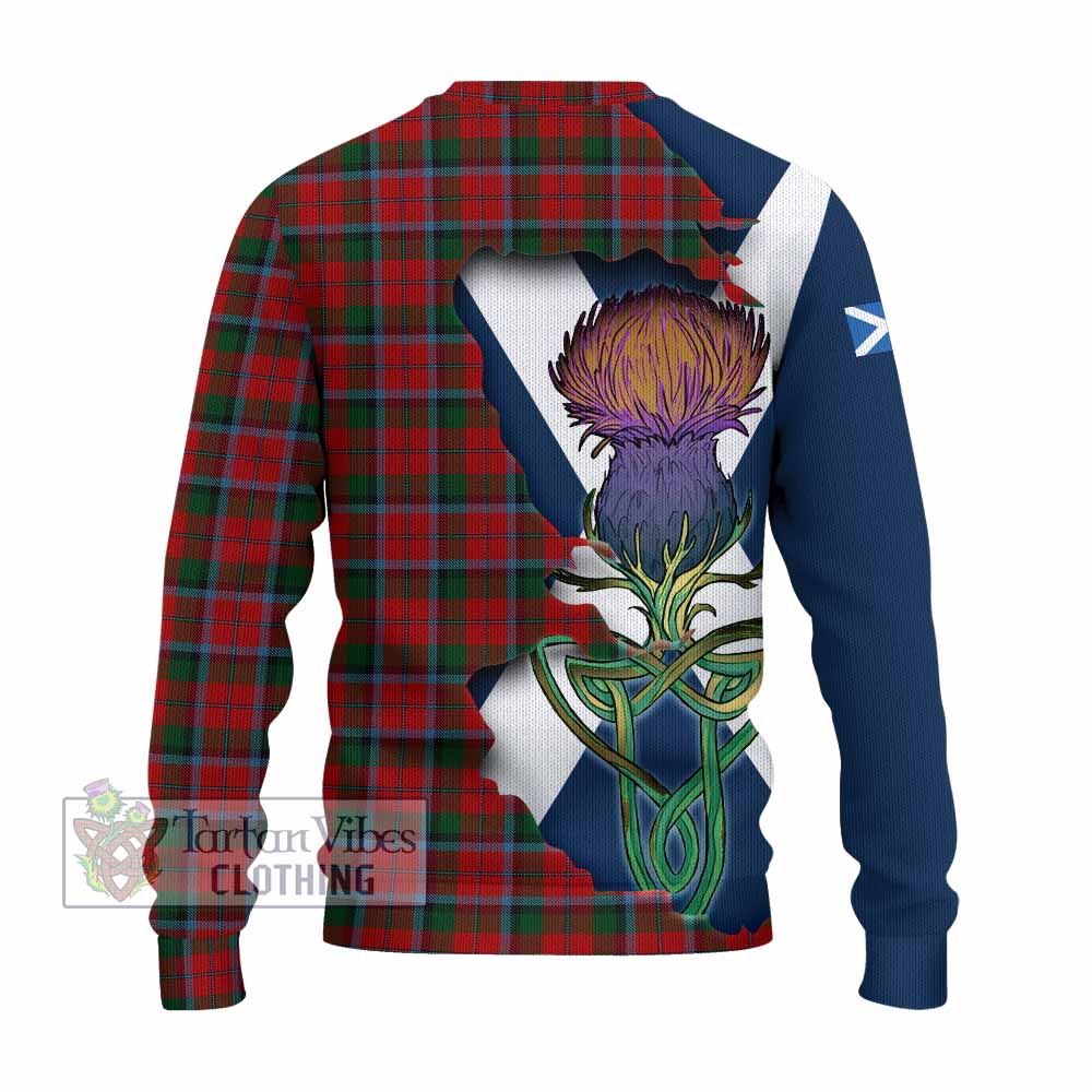 Tartan Vibes Clothing MacNaughton (McNaughton) Tartan Family Crest Knitted Sweater Scottish Thistle Celtic Inspired