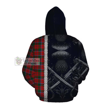 Tartan Vibes Clothing MacNaughton (McNaughton) Tartan Cotton Hoodie with Family Crest Cross Sword Thistle Celtic Vibes