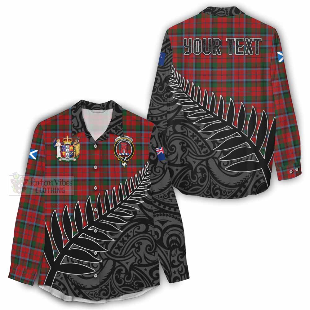 Tartan Vibes Clothing MacNaughton (McNaughton) Crest Tartan Women's Casual Shirt with New Zealand Silver Fern Half Style