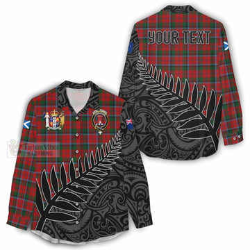 Tartan Vibes Clothing MacNaughton (McNaughton) Crest Tartan Women's Casual Shirt with New Zealand Silver Fern Half Style