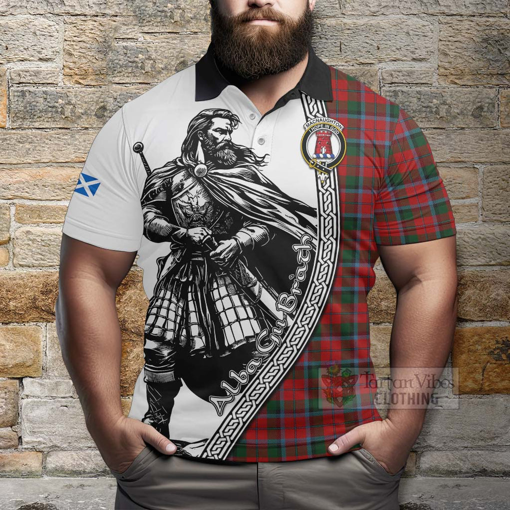 MacNaughton (McNaughton) Tartan Clan Crest Polo Shirt with Highlander Warrior Celtic Style - Tartan Vibes Clothing