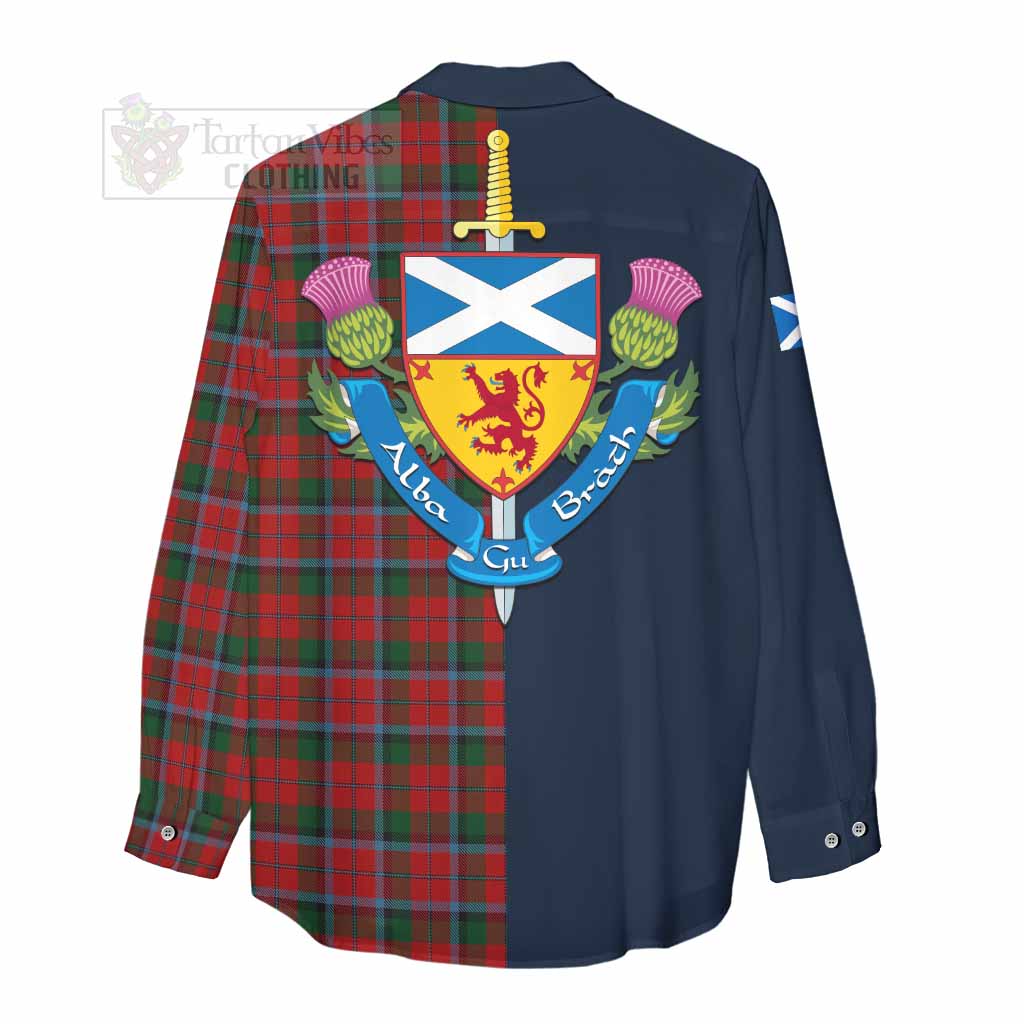 Tartan Vibes Clothing MacNaughton (McNaughton) Tartan Women's Casual Shirt Alba with Scottish Lion Royal Arm Half Style