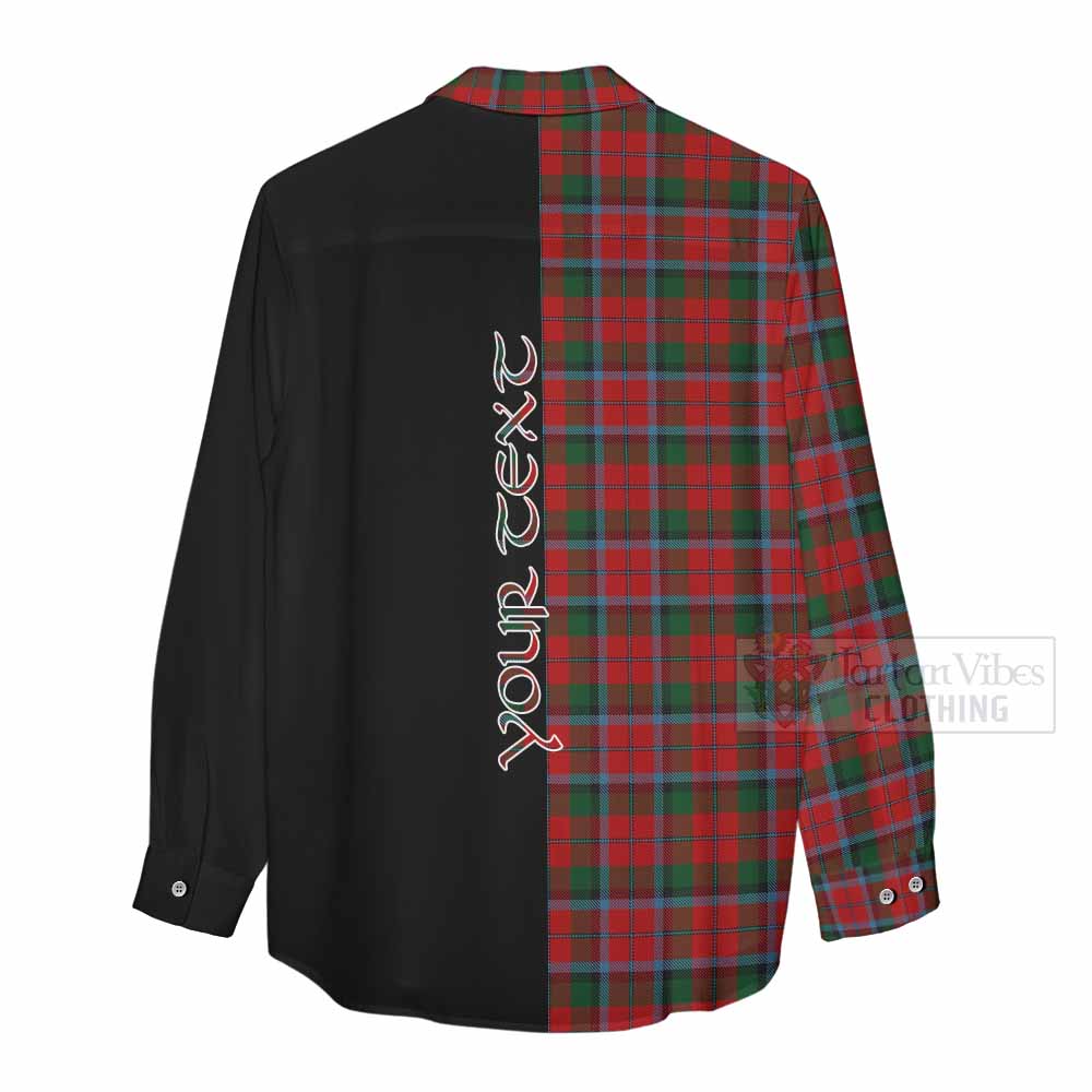 Tartan Vibes Clothing MacNaughton (McNaughton) Tartan Women's Casual Shirt with Family Crest and Half Of Me Style