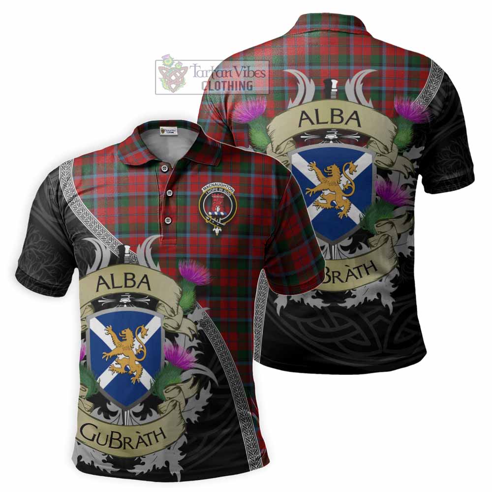 Tartan Vibes Clothing MacNaughton (McNaughton) Tartan Family Crest Polo Shirt Lion Rampant Royal Thistle Shield Celtic Inspired