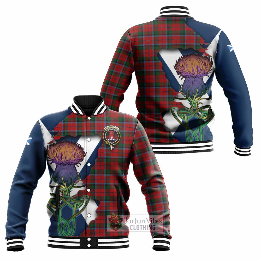 Tartan Vibes Clothing MacNaughton (McNaughton) Tartan Family Crest Baseball Jacket Scottish Thistle Celtic Inspired